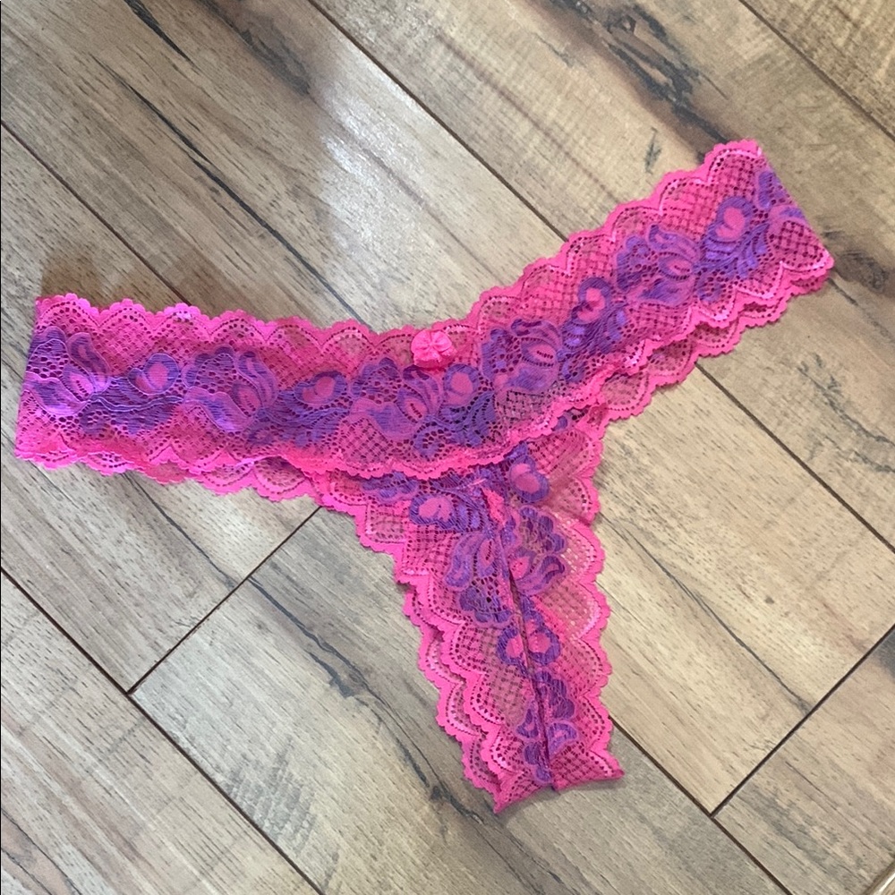 Pink and Purple Lace Thong